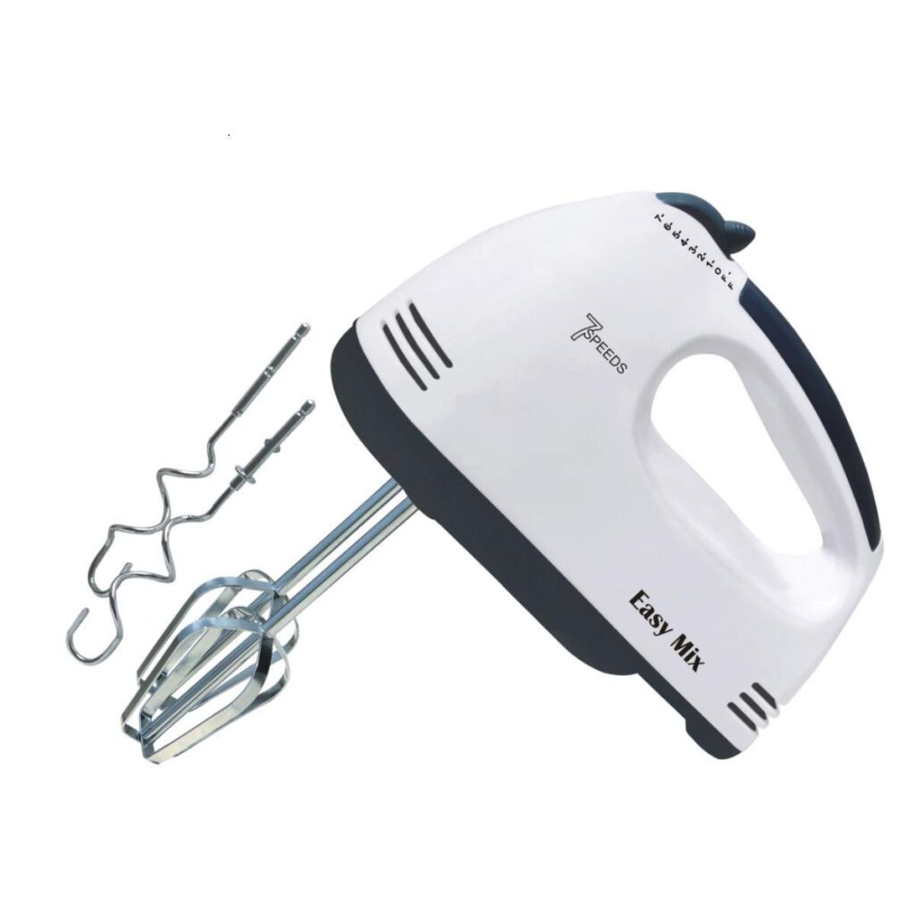 Generic Hand Mixer and Electric Beater Easy Mix with 7 Speed Control & Detachable Stainless-Steel Finish Beater & Whisker Slim Gripv